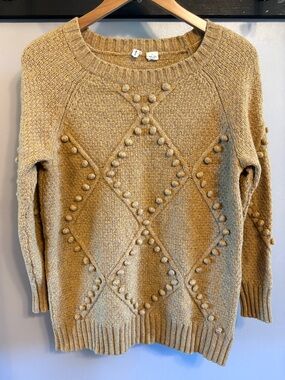 ANTHROPOLOGIE Pom-Pom Diamond Sweater size S